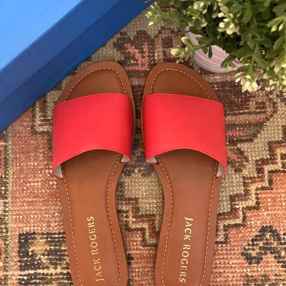 NIB Jack Rogers Sabrina Leather Slides in Cayenne - sz 10M - Picture 2 of 5